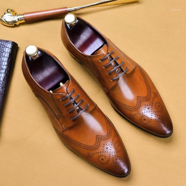 

dress shoes men's business leather carved brogues hand-rub calf1, Black