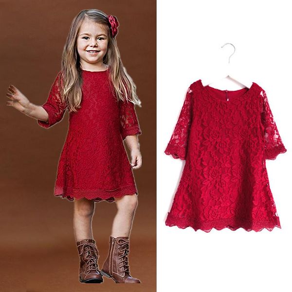 

girl's dresses girls christmas dress for kids princess costume spring summer red clothes children birthday party lace embroidery tutu, Red;yellow