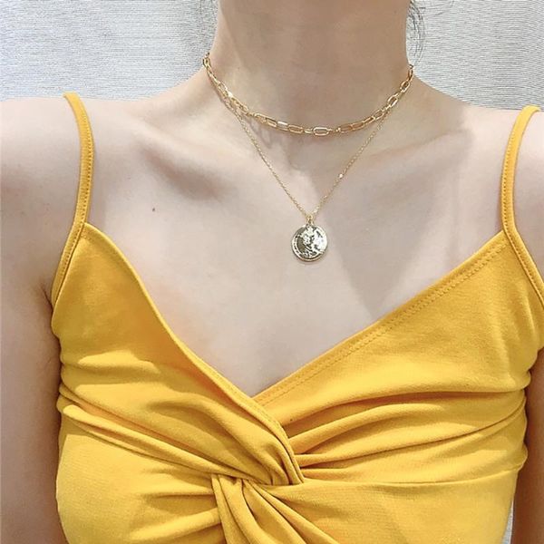 

pendant necklaces vintage necklace on neck gold chain women's jewelry layered accesories for girls clothing aesthetic gift fashion, Silver