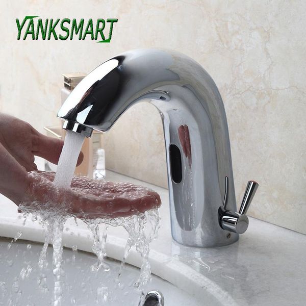 

chrome polished automatic touch bathroom faucet bath basin sink sensor deck mounted brass mixer water tap faucets