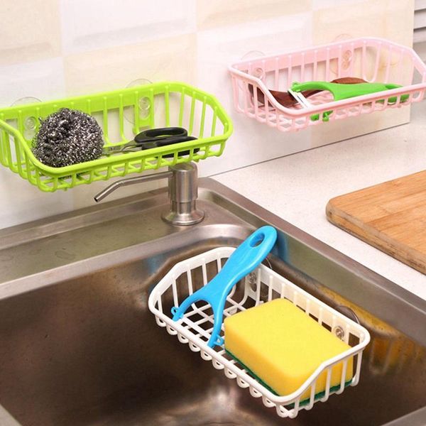 

storage holders suction cup sink shelf soap sponge drain rack kitchen sucker hanging baskets dish cloths & organization