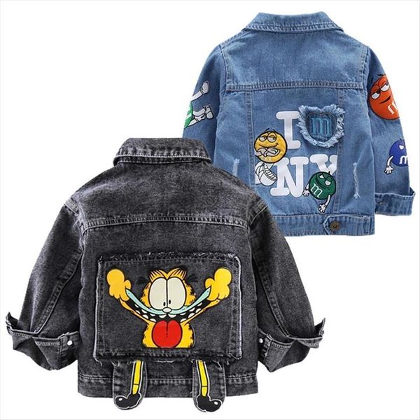 

garfield denim baby boys clothing jean outerwear spring autumn cartoon jackets coats kids clothes jacket girls, Blue;gray