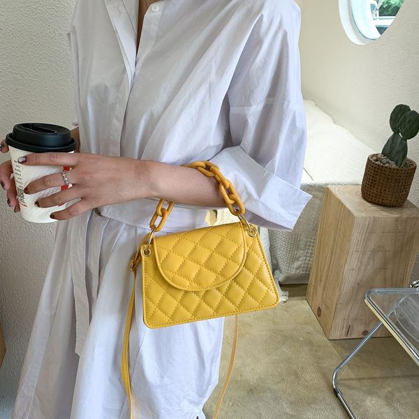 

diamond check small square bag for women fashion chain design pu shoulder ladies casual handbag bags