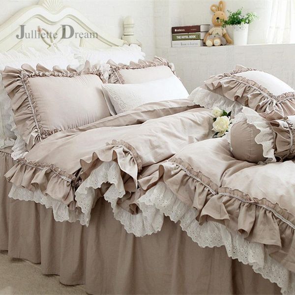 

bedding sets luxury european khaki set ruffle lace duvet cover elegant bedspread bed sheet for wedding decor clothes