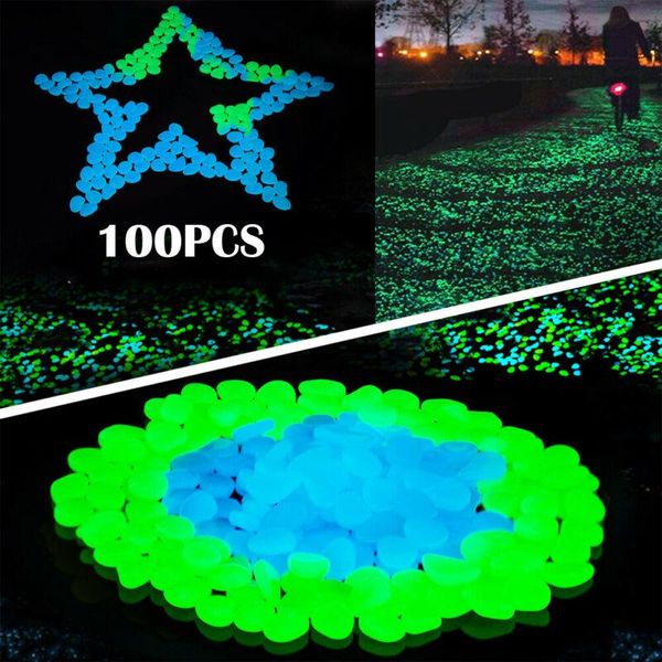 

decorations 50/100pcs luminous artificial pebble stone aquarium fish tank deco accessories