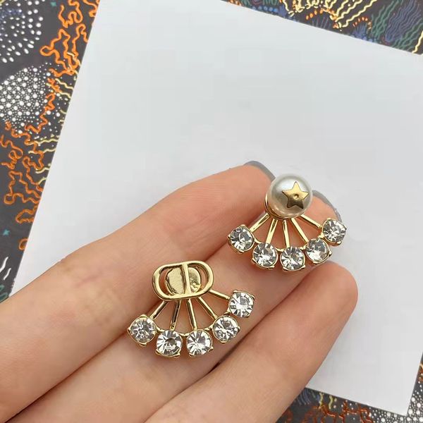 

earrings with diamond studded fan-shaped earrings women's fashion exclusive jewelry sale, Golden;silver