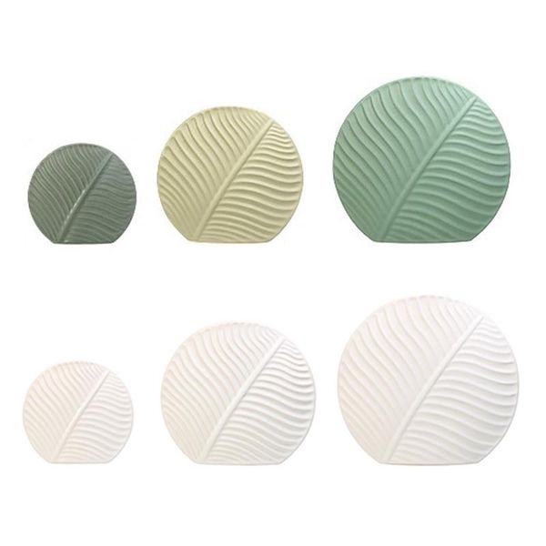 

nordic ceramic leaves texture vase round flat leaf flower arrangement container deskhome decor vases