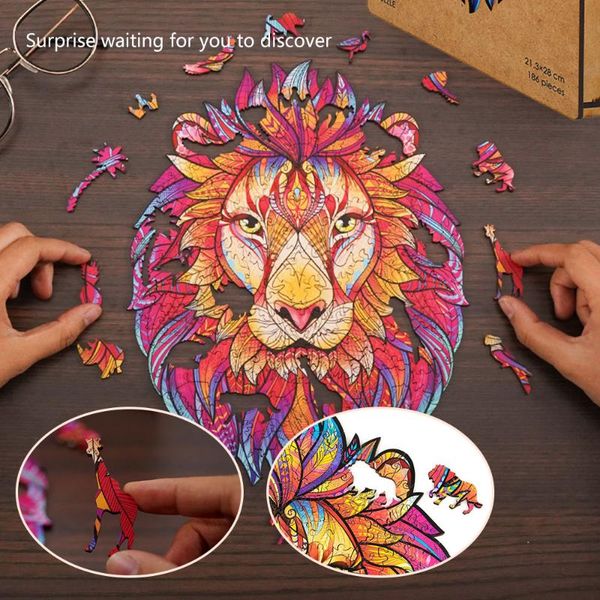 

paintings wooden jigsaw puzzles mysterious lion puzzle gift for adults kids educational fabulous interactive games