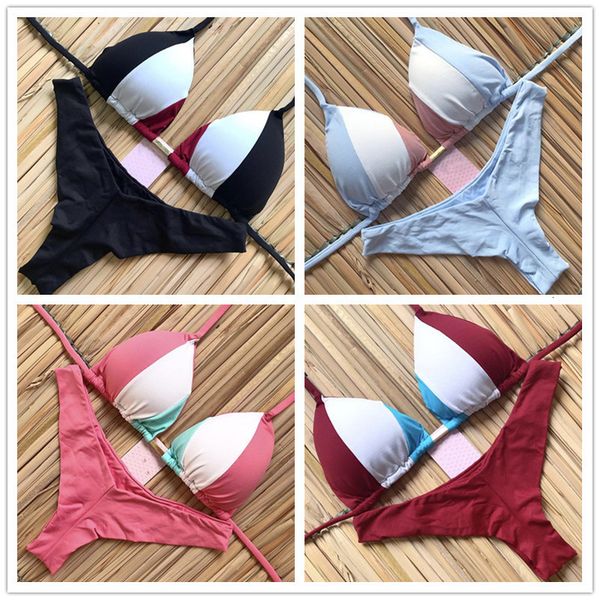 

stitching 2021 set women's split swimsuit bikini, White;black