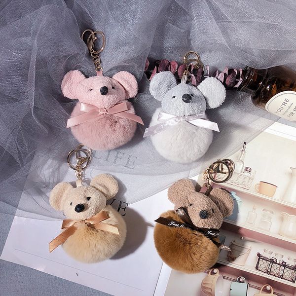

year of the rat soft cute plush mouse key chain creative ball doll hanging decoration annual meeting gift bag, Silver