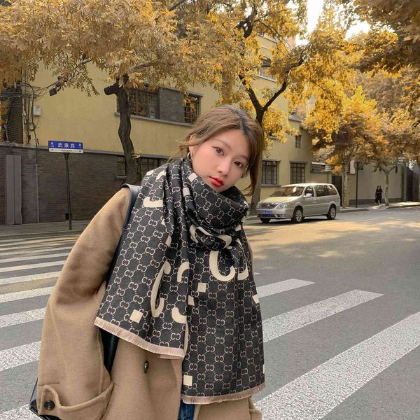 

70% off design new women's spring and autumn office imitation cashmere shawl thickened warm korean scarf, Blue;gray