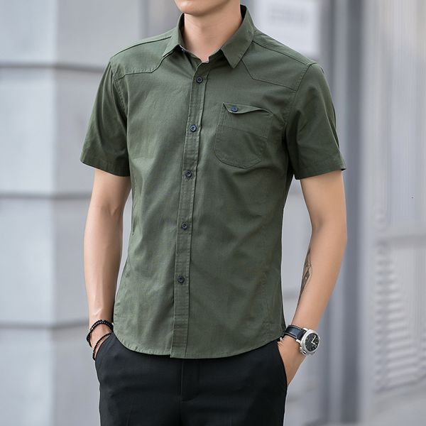 

summer 2021 new men's shirt casual korean handsome tooling short sleeve cotton, White;black
