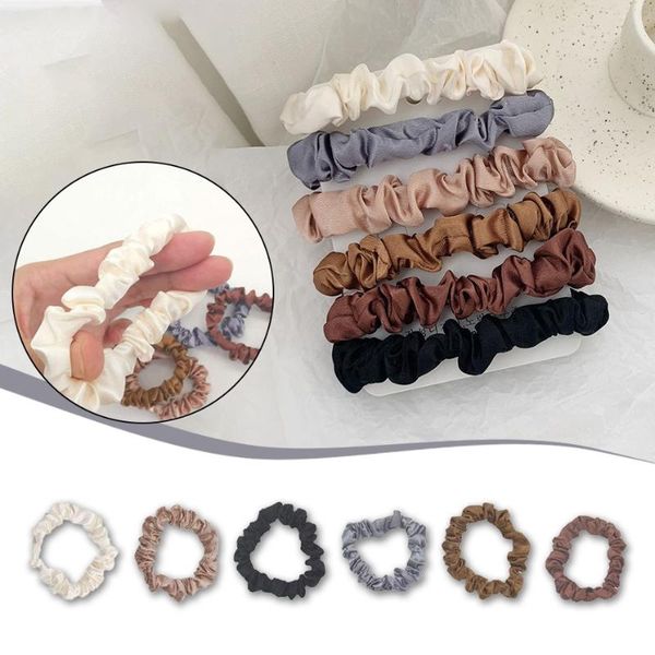 

hair accessories 6 pcs regular elastic handmade multicolor silk elegant scrunchies for women soft care scrunchie, Slivery;white
