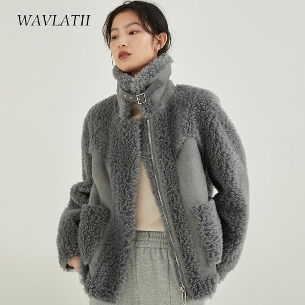 

women's fur & faux wavlatii women fashion warm jackets female winter thick 30% real wool coat outwear wjc2102, Black