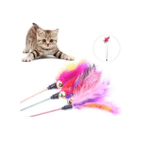

cat toys senyepet pet toy funny stick color feather bell artifact