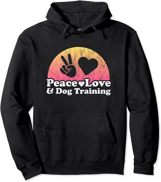 

men's hoodies & sweatshirts peace love and dog training pullover hoodie, Black