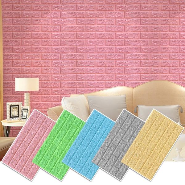 

wall stickers 3d three-dimensional brick pattern waterproof sticker pe foam solid color anti-collision self-adhesive home decoration