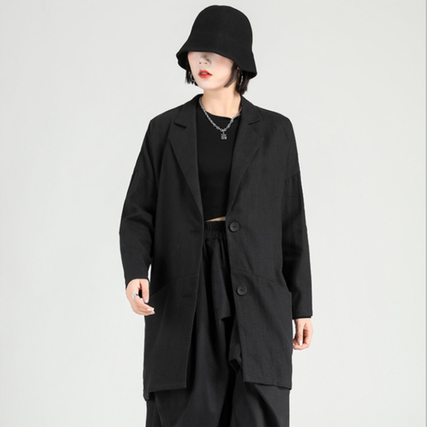 

women's trench coats windbreaker coat 2021 autumn and winter suit loose black spring middle long, Tan;black