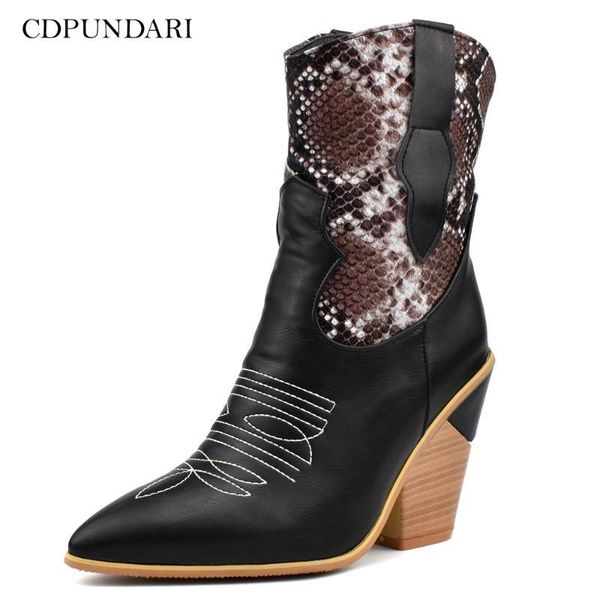 

high heels cowboy boots for women ankle boots high heel western ladies winter shoes woman riding, Black