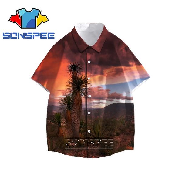 

men's casual shirts sonspee 3d print cactus plant desert harajuku hawaiian shirt men women street summer tropical beach short sleeves, White;black