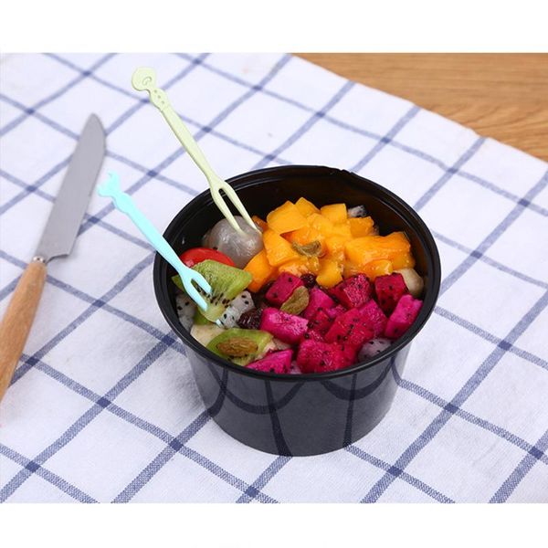 

50pcs plastic fruit fork household disposable tableware two-tooth snack forks