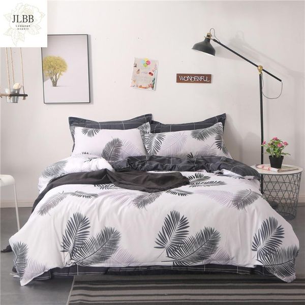 

bedding sets home textile king  twin bed linen girl kid teen set white black leaf duvet quilt cover pillowcase flat sheet