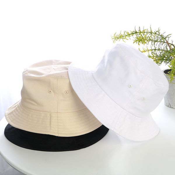 

summer bucket hat trend pure color outdoor women caps 211383, Blue;gray