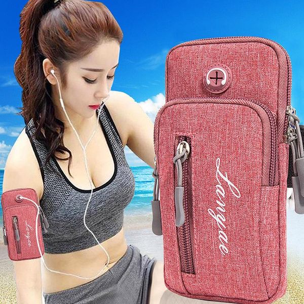 

running men women arm bags for phone money keys outdoor sports package bag with headset hole simple style band