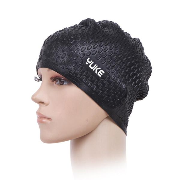 

bubble silicone swimming cap women men waterproof ear protect swim caps diving hood hat kids long hair gorro size zwemmen