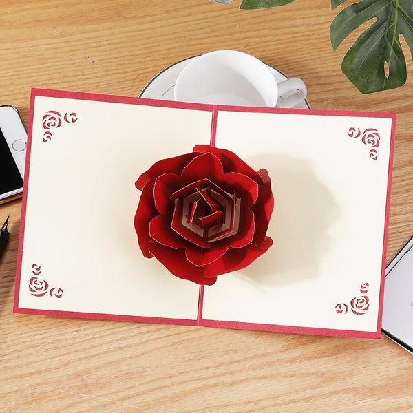 

holiday romantic confession 3d three-dimensional rose flower greeting card creative wedding invitation cards