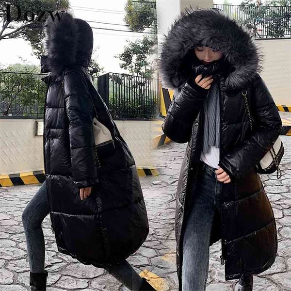 

women winter long parka fashion space cotton padded warm thicken jacket coat ladies outwear 210515, Black