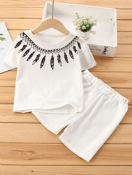 

toddler boys graphic tee & shorts she, White