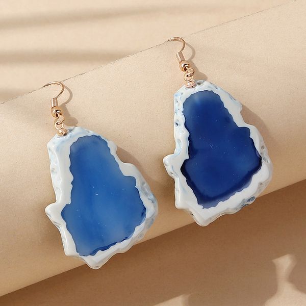 

5 pairs / lot jewelry wholesale resin charm earrings korean small fresh all-match ear rings for women girl nice earring 145753 blue color, Golden