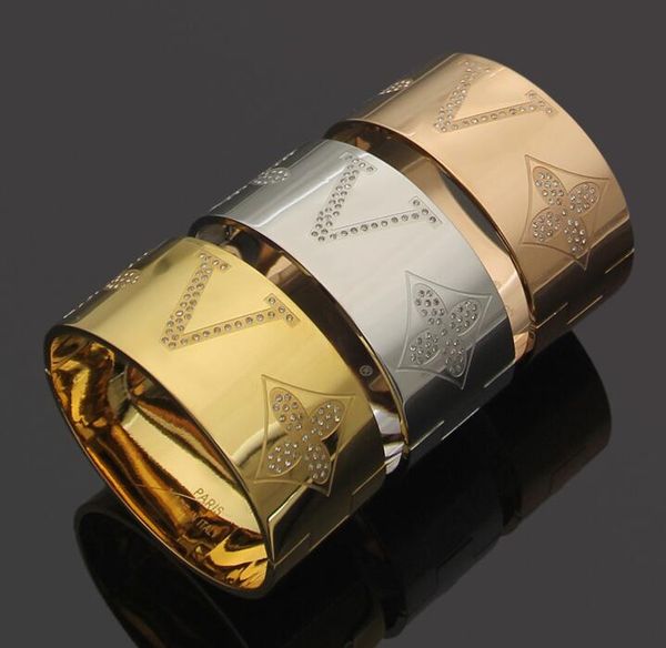 

o uis avuit ton leather love bracelet titanium steel bracelets gift box send packing designer diamond with v letter wide face printing and f, Golden;silver