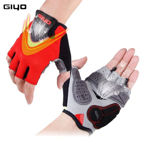 

giyo summer cycling gloves gel half finger shockproof sport gym gloves mtb mountain bicycle bike gloves for men/women antil-skipg, Blue;gray