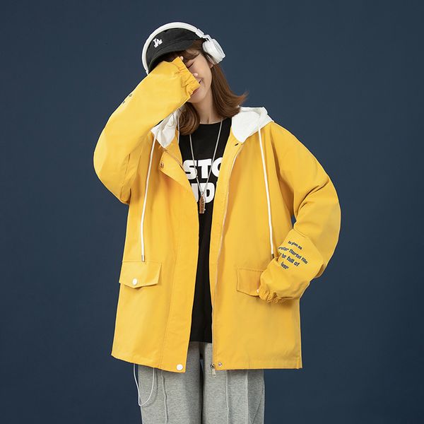 

Women's Down & Parkas 2021 Spring Autumn Couple Jacket Coat Oversize Korean Style Bomber Hip Hop Streetwear Hooded Windbreaker 0OL, Black