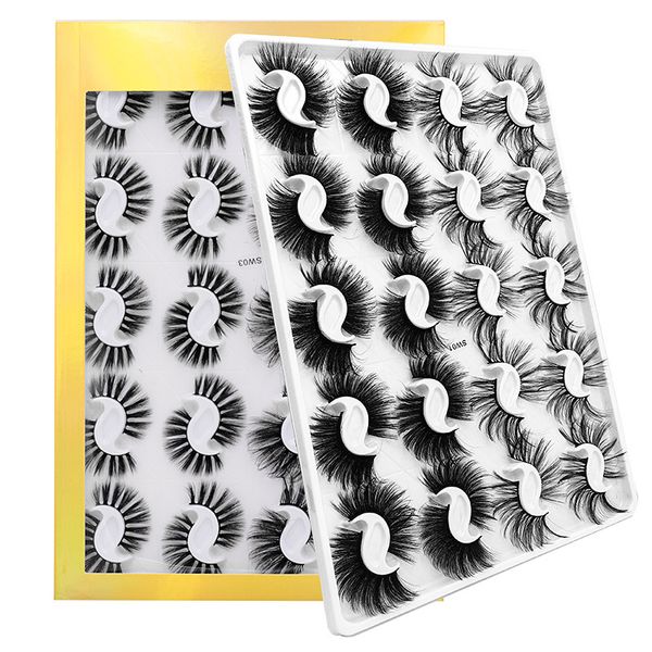 

handmade mink 20 pairs eyelashes thick thin long makeup false full strip lashes with gold box