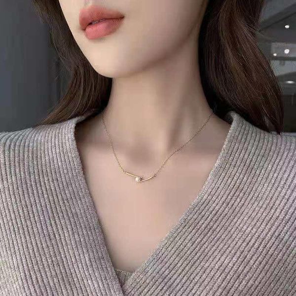 

pendant necklaces necklace 2021 pearl for women temperament clavicle chains choker jewelry accessories collares, Silver