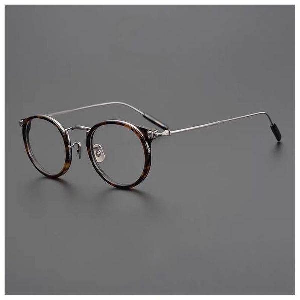 

fashion sunglasses frames japanese handmade brand desiger retro round titanium eyeglasses frame female men myopia prescription glasses 7285, Black
