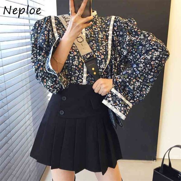 

elegant lace hook flower loose blouse women vintage print long sleeve pullover blusas stand collar work style ol shirt 210422, White