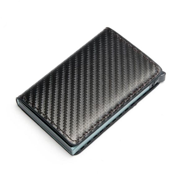 

wallets yambuto rfid pu leather single box wallet carbonfiber protector holder slim card case men women business, Red;black