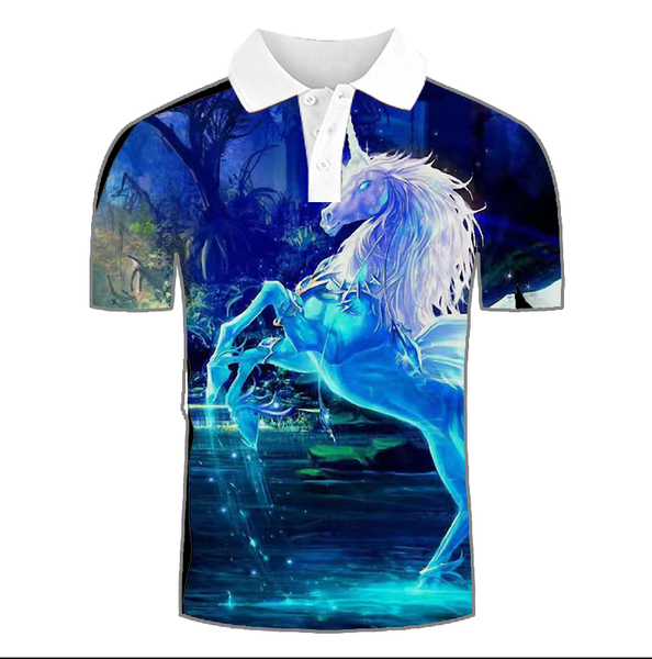 

crystal unicorn pattern men's 3d printed t-shirt visual impact party punk gothic round neck american muscle style short sleeve, White;black
