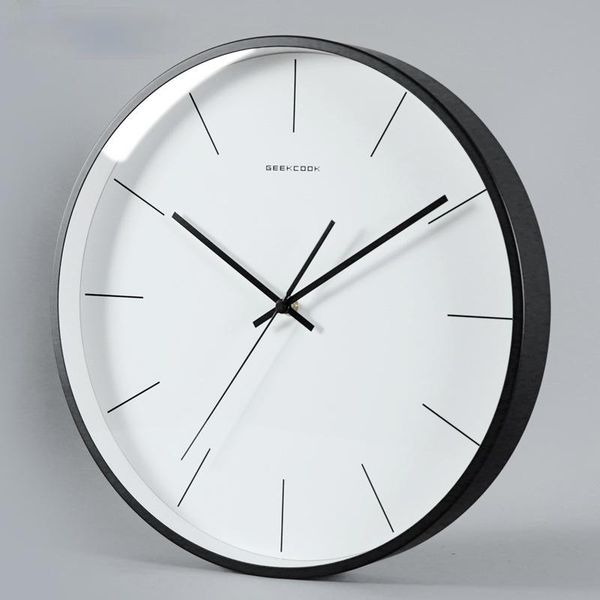 

simple wall clock high-gloss electroplated metal silent clocks