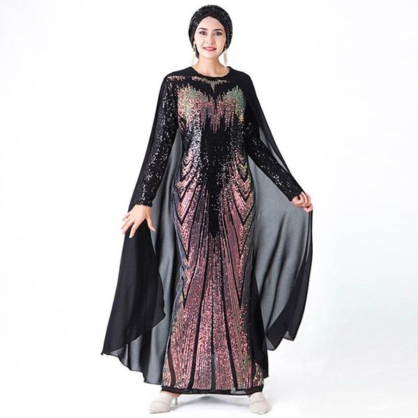 

muslim abaya arab dubai women's dress sequin embroidered ramadan cloak long elegant slim turkish islamic evening ethnic clothing, Red