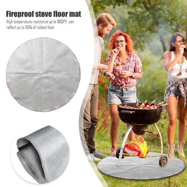 

tools & accessories camping round flame proof mat fireproof grill cloth retardant blanket silicone coated beach for picnic bbq