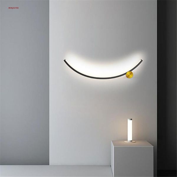 

wall lamp nordic minimalism curve art led study stairs living room decoration modern design home interior night lights sconce
