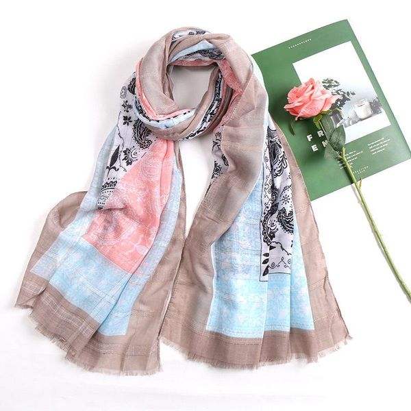

scarves cotton muslim printing crinkle hijab women bubble head scarf shawls large size pashmina wrap headband, Blue;gray