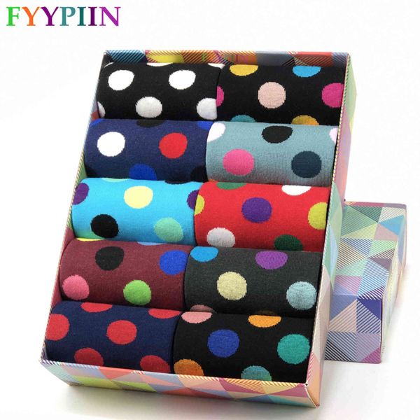 

and women's couple classic dot pattern series men happy men's socks no box, Black