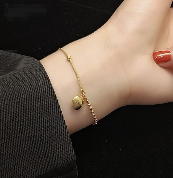 

link, chain bath golden ball titanium steel snake bones round beads lucky necklace bracelet bracelets for women, Black