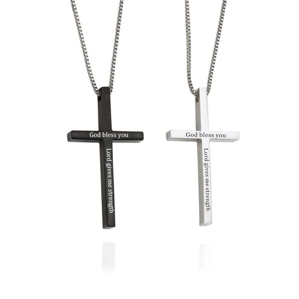 

pendant necklaces cross necklace for men stainless steel black silver plated chain vintage punk jewelry women gift gothic accessories